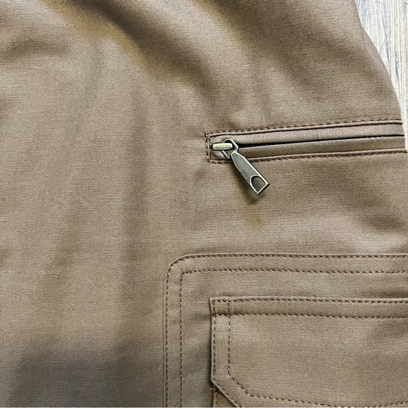 Lafayette 148 Mid Length Brown Cotton Cargo Straight Skirt Casual Party Size 12 - Picture 6 of 13